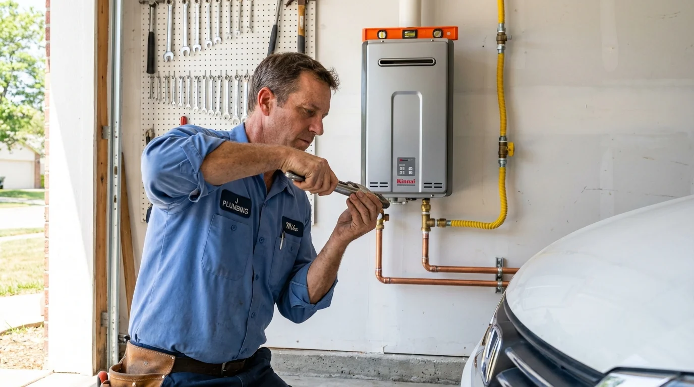 Tankless water heater installation by a Johns Plumbing LLC plumber in La Joya